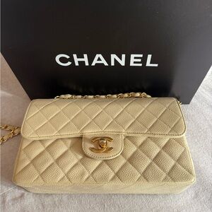 CHANEL Classic Beige Quilted Shoulder Bag
